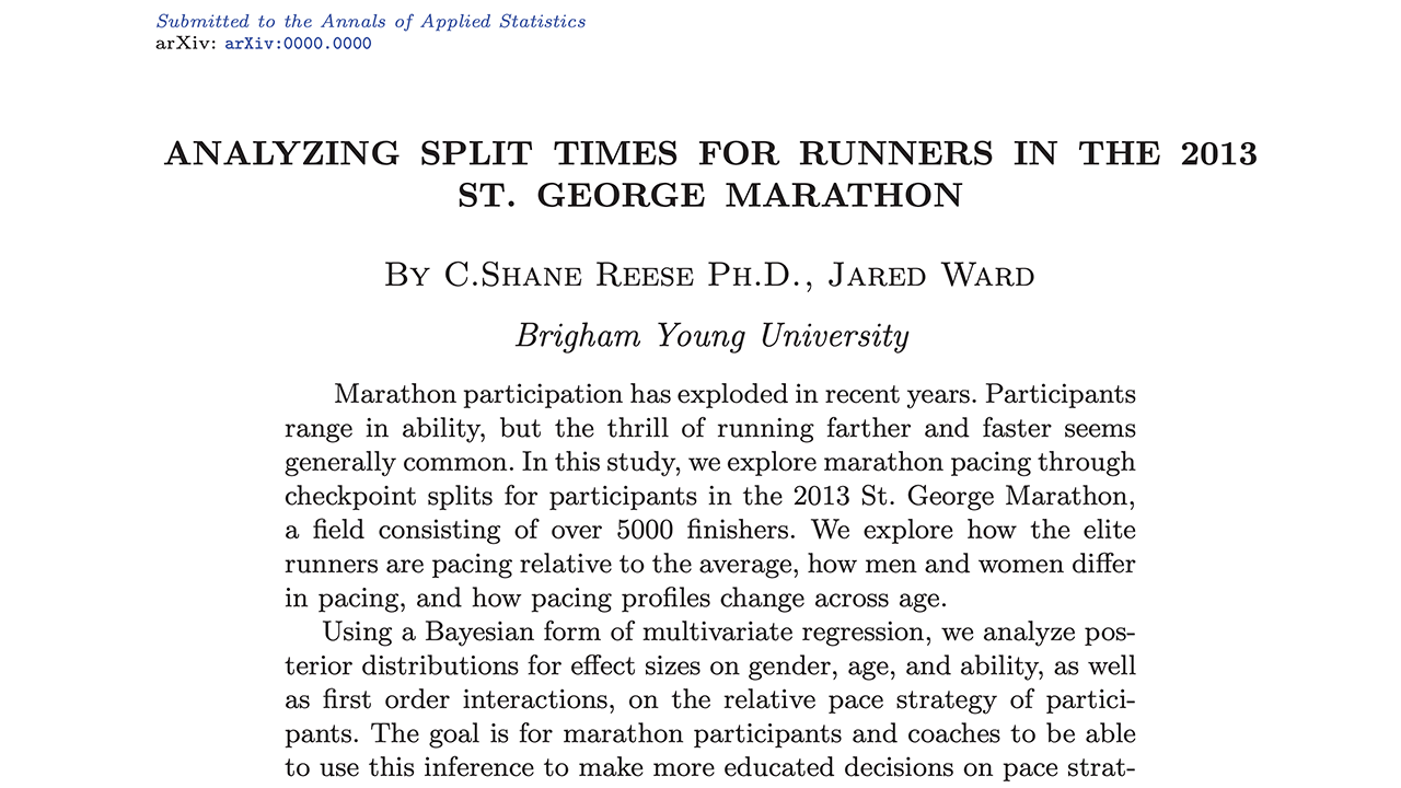 2013 - Analyzing Split Times St. George Marathon
